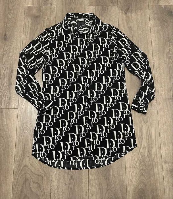 38 M koszula tunika sukienka czarna w białe napisy