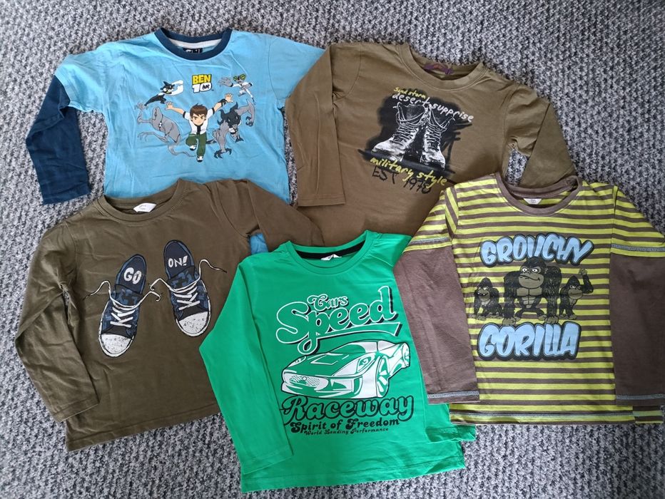 Zestaw 5szt T-shirtów z długim rękawem dla chłopca rozmiar 122