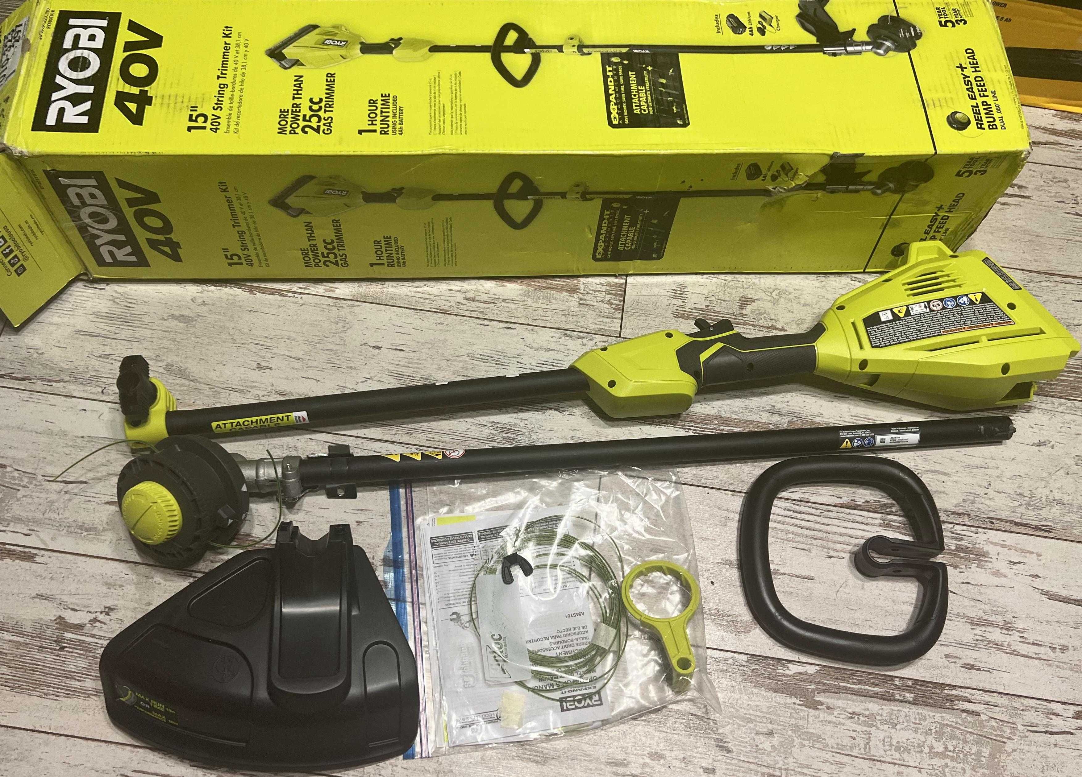 Безщітковий бездротовий потужний тример 40В Ryobi ry40st01k з США