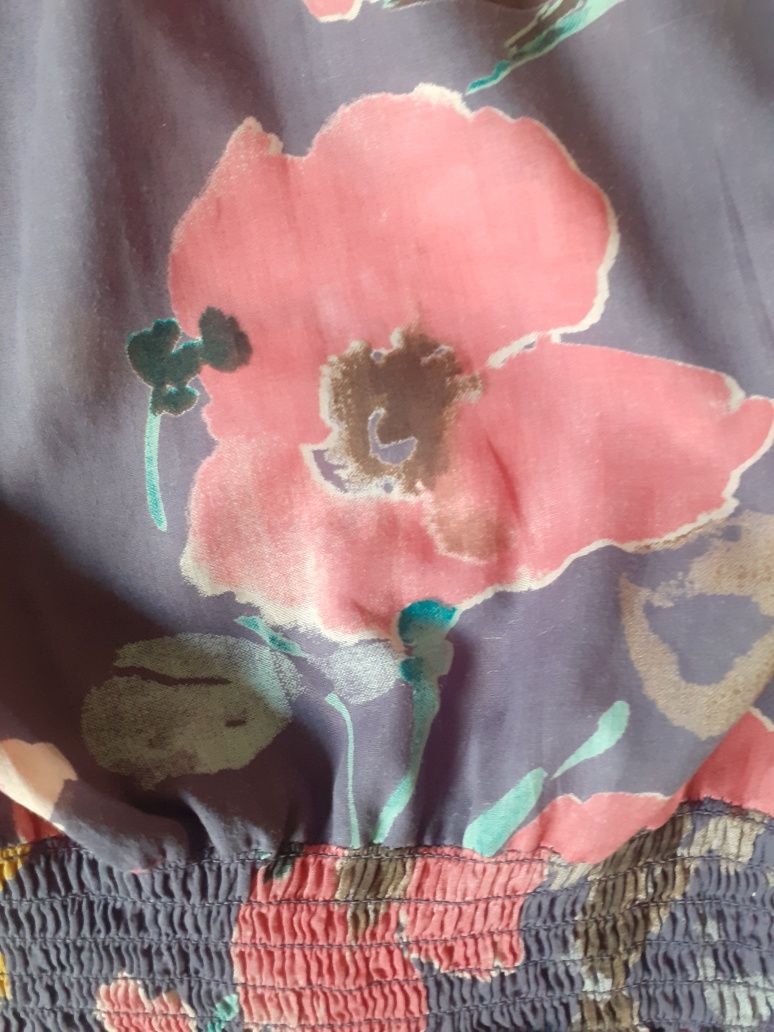 Letnia bluzeczka cieniutka E-vie fioletowa kwiaty