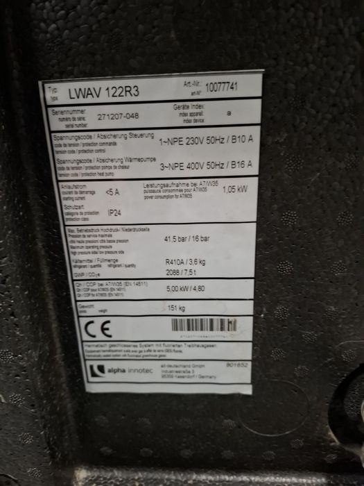 Alphainnotec LWAV 122 R3 monoblok