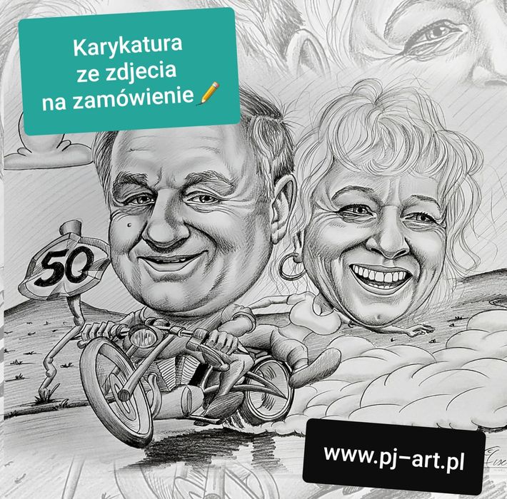 Portret Karykatura na zamówienie ze zdjęcia urodziny ślub wesele