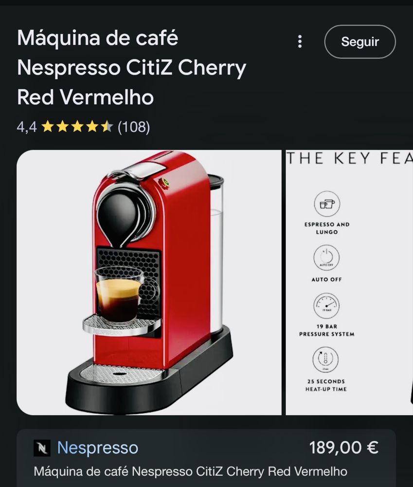 Maquina de cafe nespresso C113 citiz