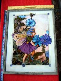 Картина вышивка лентами васильковая фея - эльф в детскую