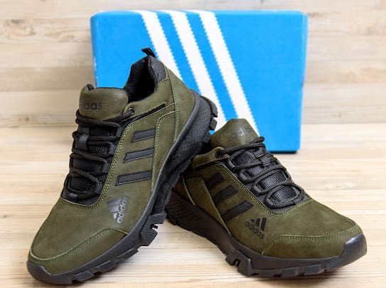 Мужские кожаные кроссовки Adidas Terrex Green хаки