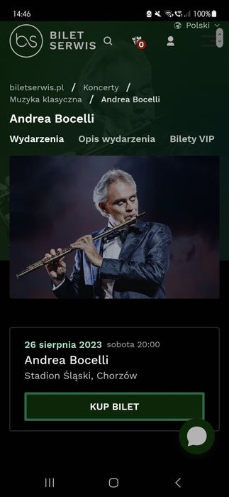 Bilet na koncert Andrea Bocelliego
