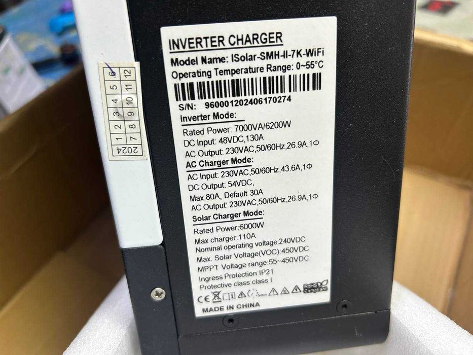 EASUN SOLAR-SMH-II-7K 6.2КВТ,48V Гібритний інвертор Wi-Fi гибридный