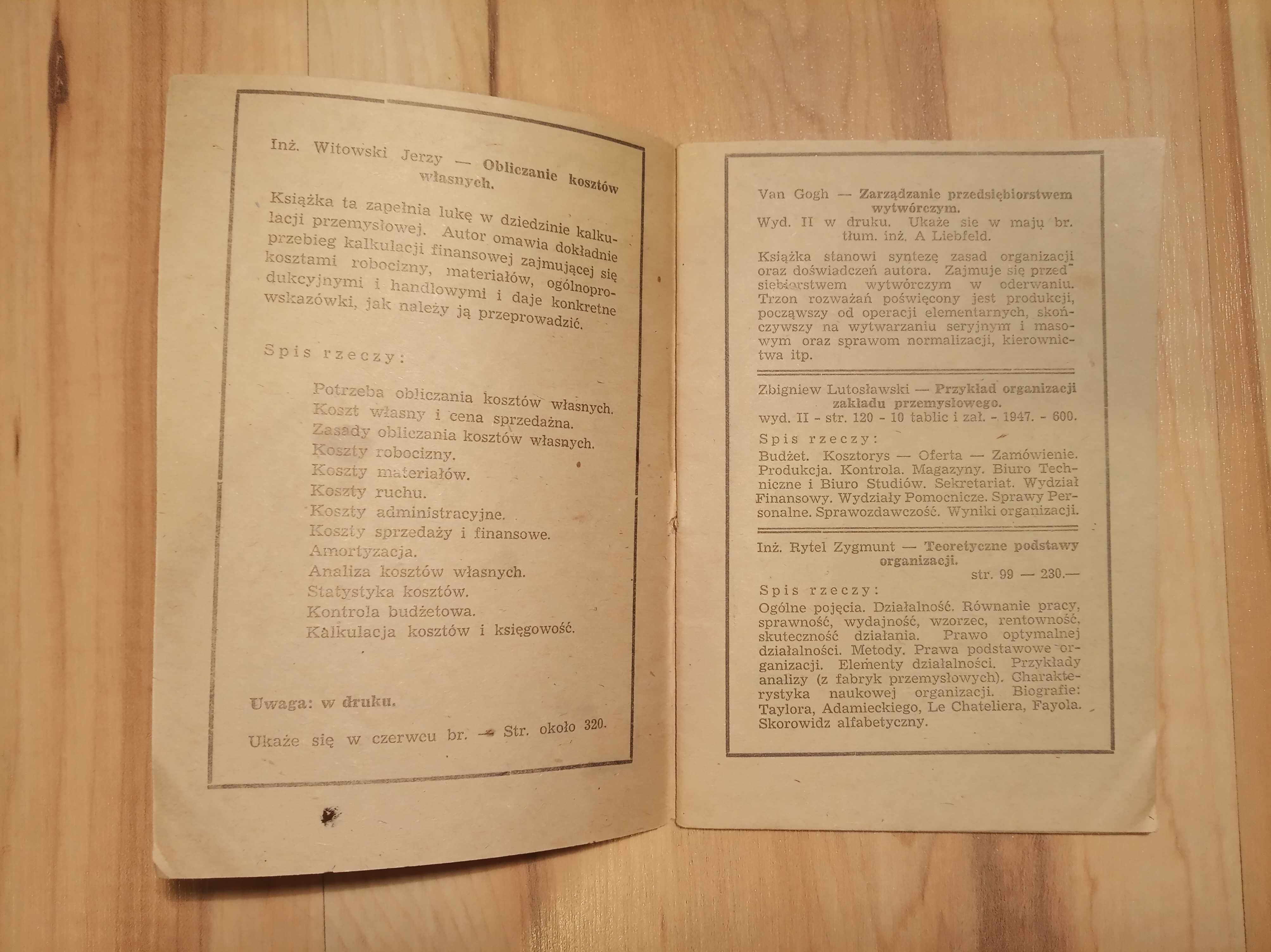 Tygodnik Gospodarczy reklama pisma Obliczanie kosztów własnych 1948