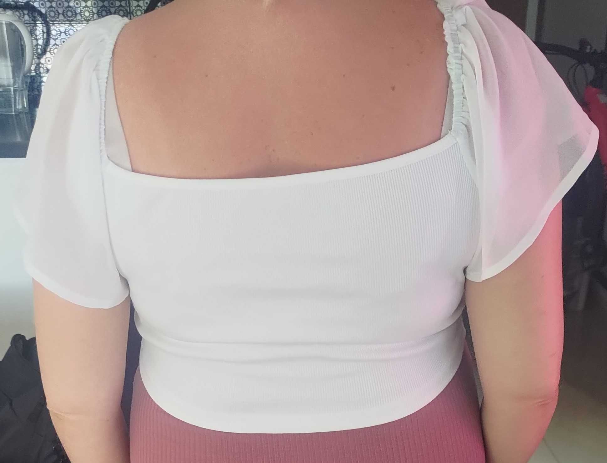 SHEIN Top ciążowy biały krótki elegancka bluzka 40 L biała