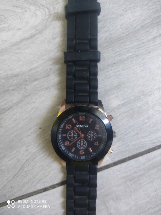 Zegarek damski Geneva czarny silikonowy pasek