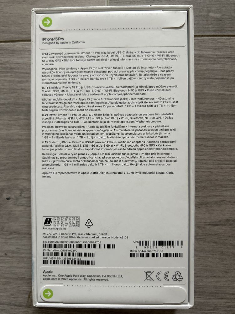 Iphone 15 pro 512 gb Black Titanium fabrycznie nowy GRATIS