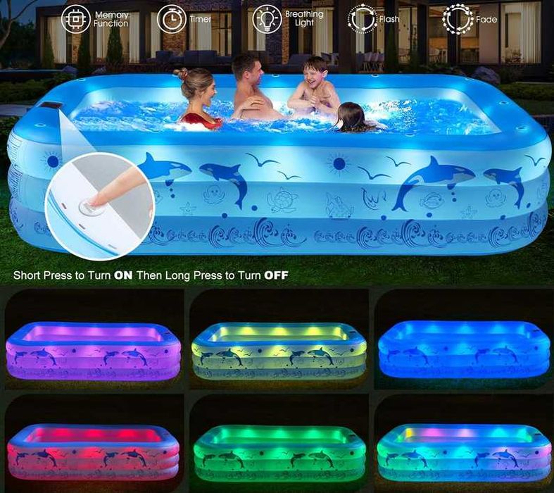 Piscina insuflável que muda de cor de noite 240x150x55 PORTES GRÁTIS