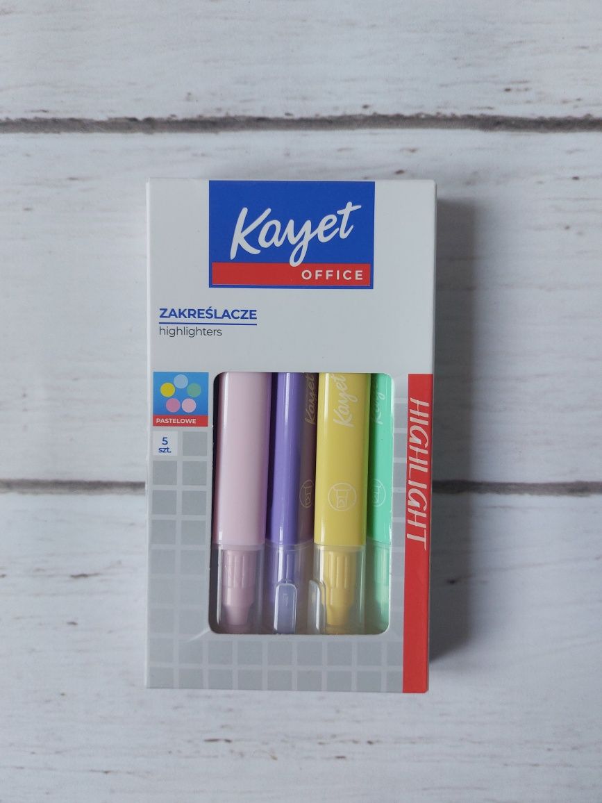 Zakreslacz Zakreślacze 5 kolorów pastelowe Kayet nowe hit prezent