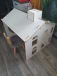 Biurko domek do zabawy My Mini Home białoszare komin na kredki 52-68cm