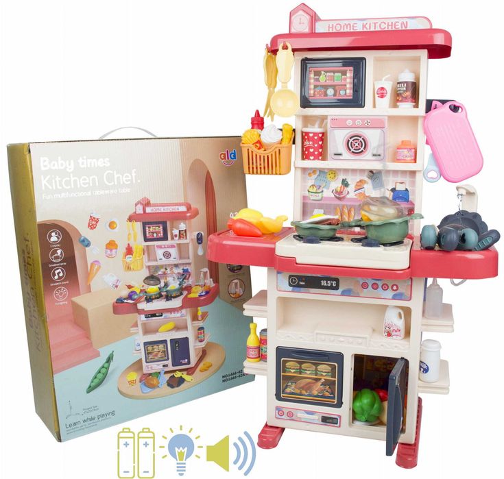 LT464 NOWA KUCHNIA DLA DZIECI woda w kranie św/dźw garnki owoce 43 akc