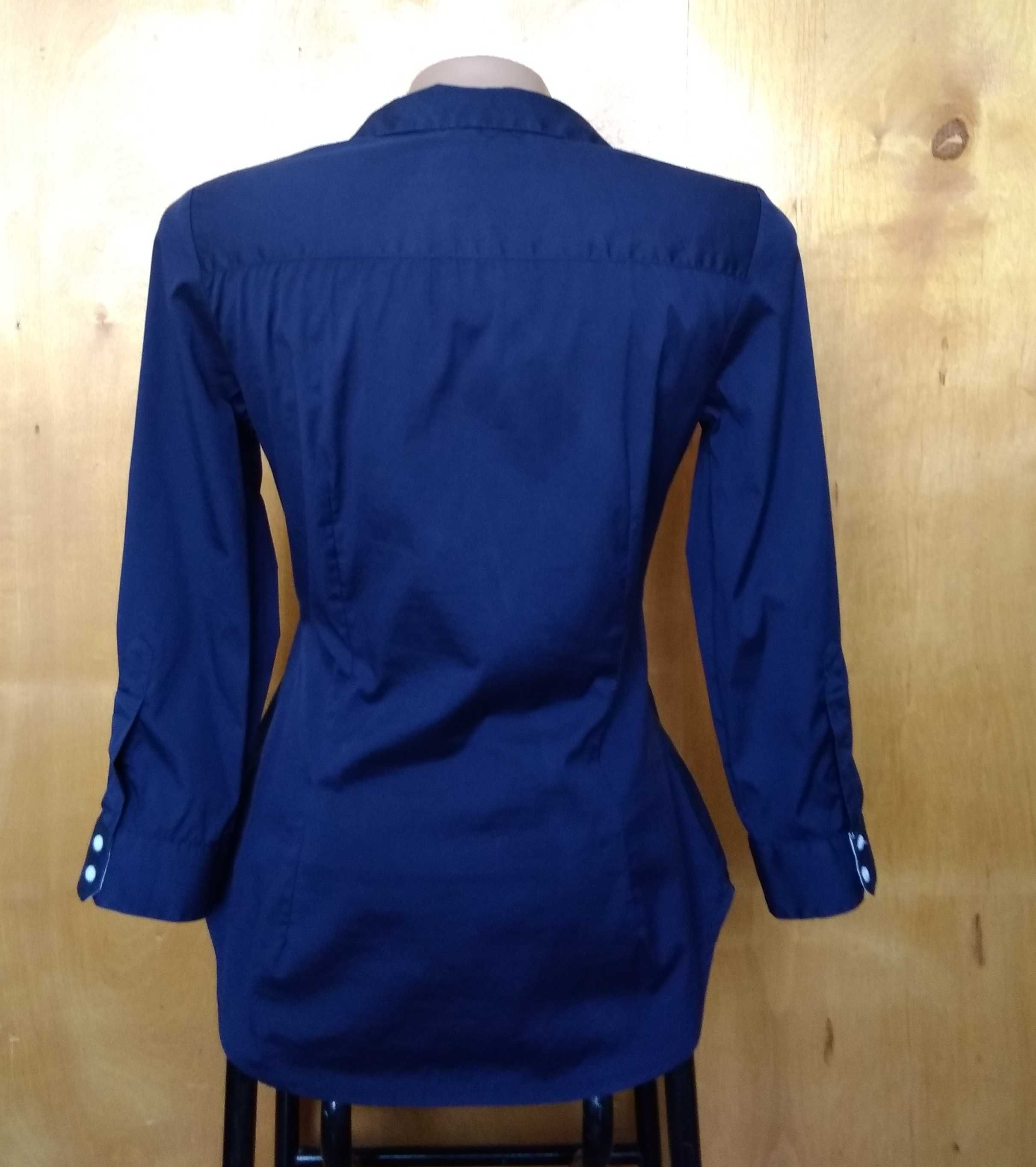 р 8-10 / 42-44-46 фирменная синяя блуза блузка рубашка хлопок ZARA