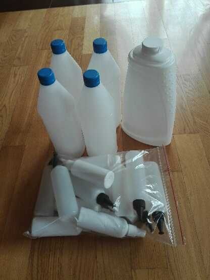 butelki polietylen hdpe 1l 5 szt, 1,5 l,150ml,100 ml z atomiz.19szt