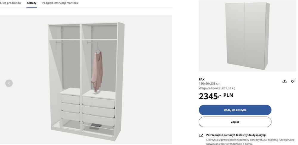 Szafa Pax Ikea 150x66 drzwi przesuwne stan bardzo dobry