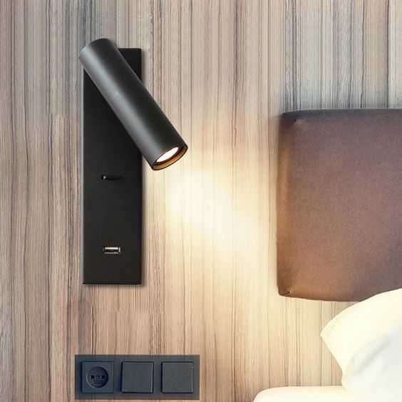 Aplique parede leitura USB carregamento wireless
