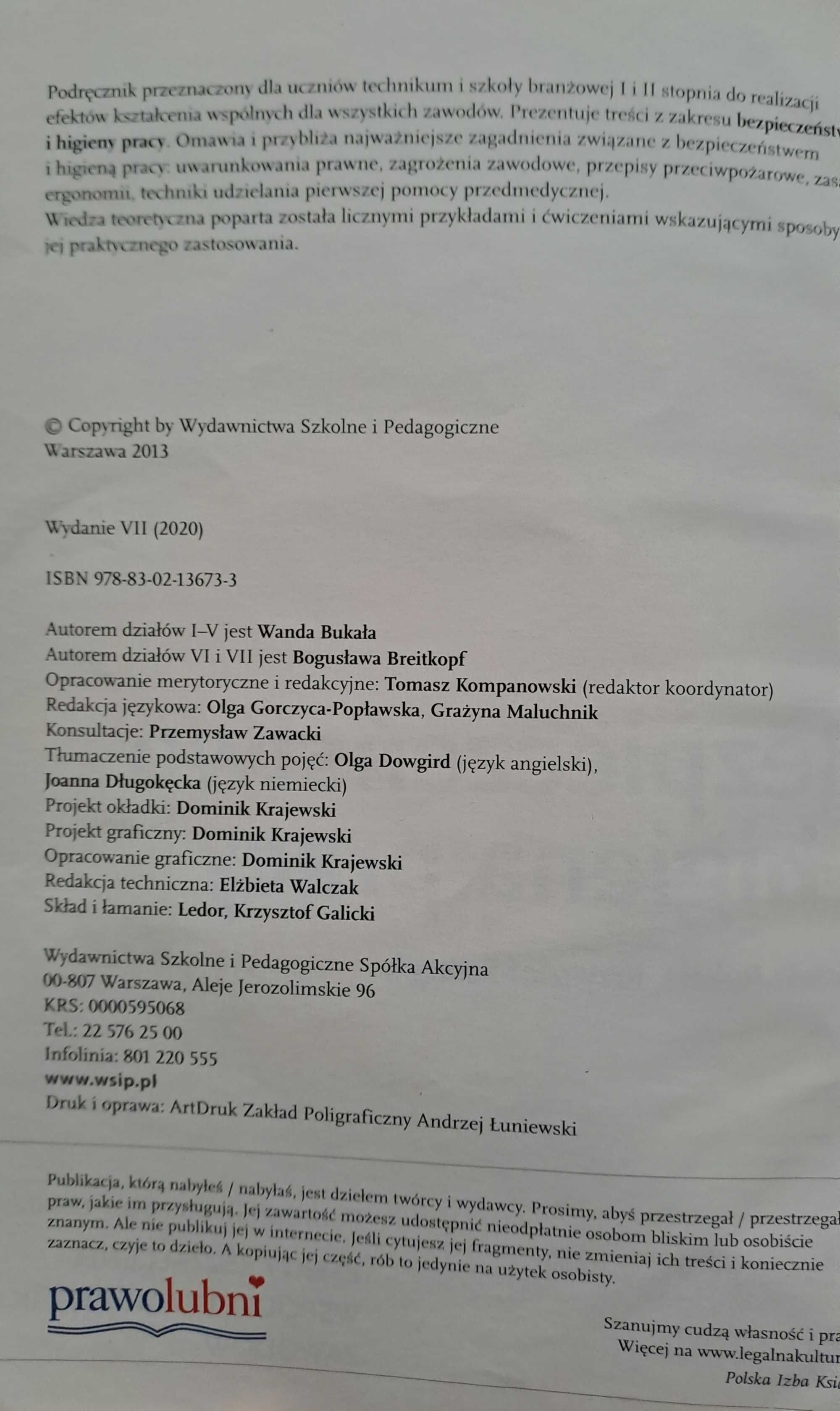 Podręcznik do BHP dla klasy 1