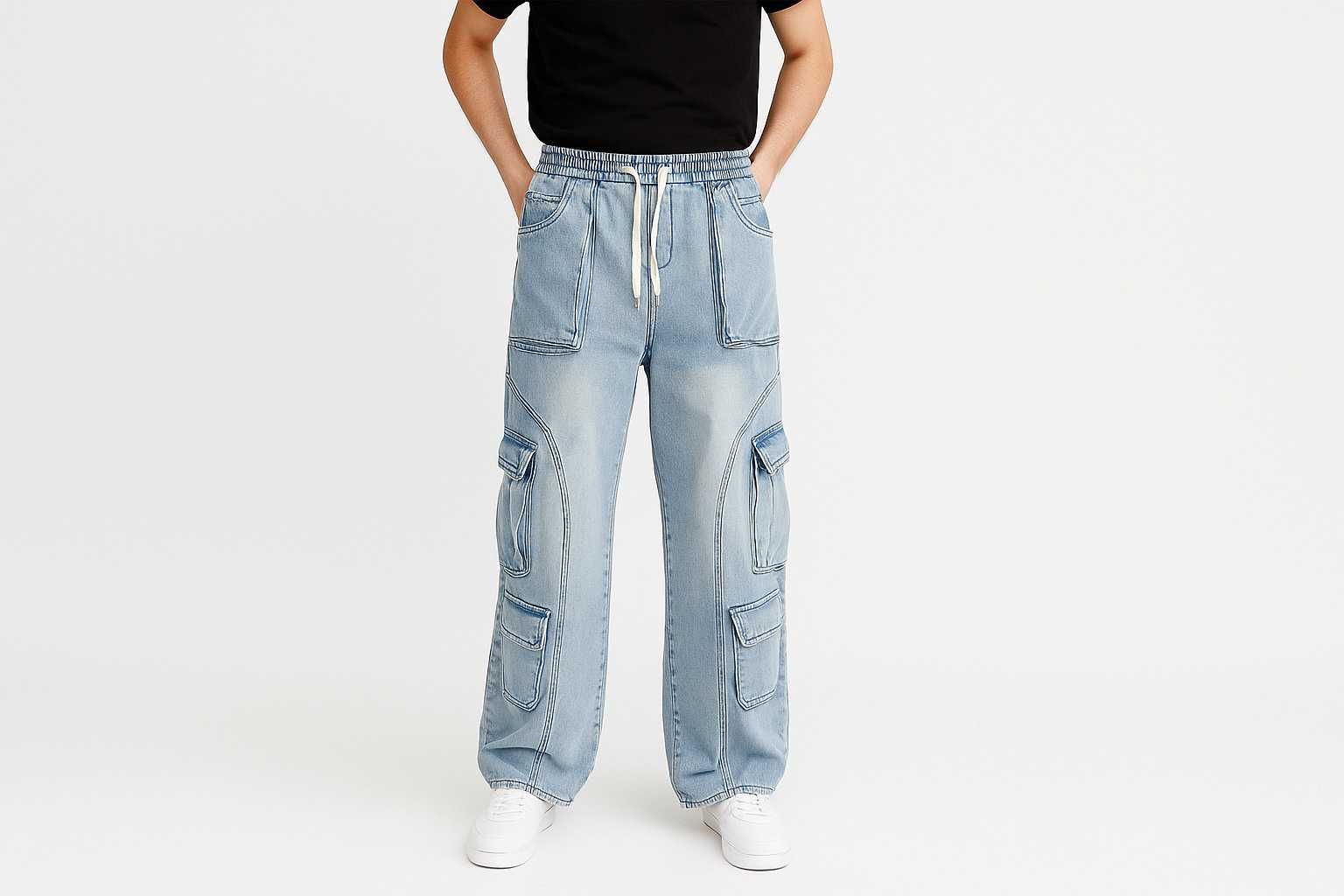 Карго джинси Nevstudio baggy fit multipocket Y2K loose cargo rap