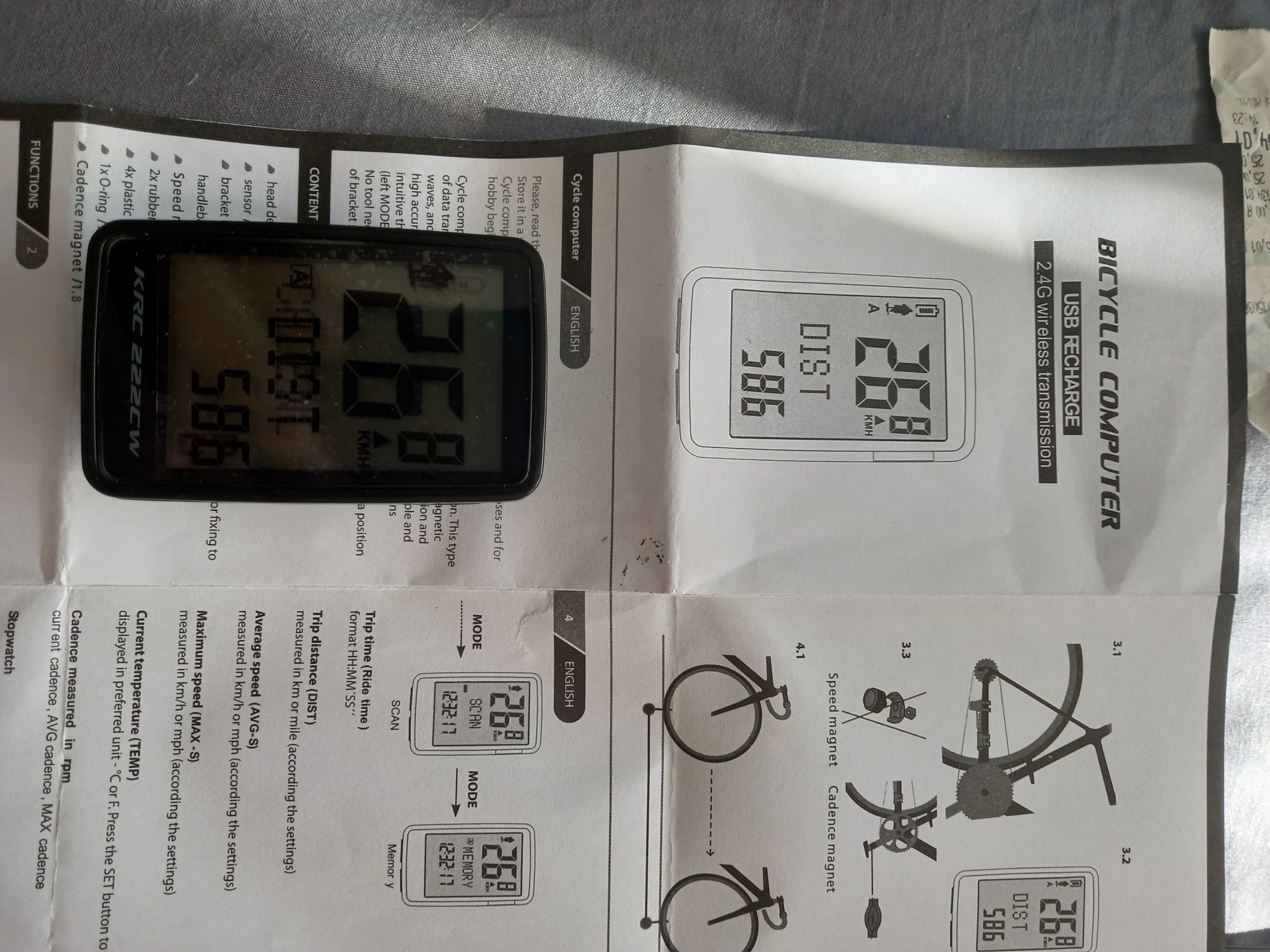 Licznik rowerowy bezprzewodowy KROSS KRC 222CW kadencja super funkcje
