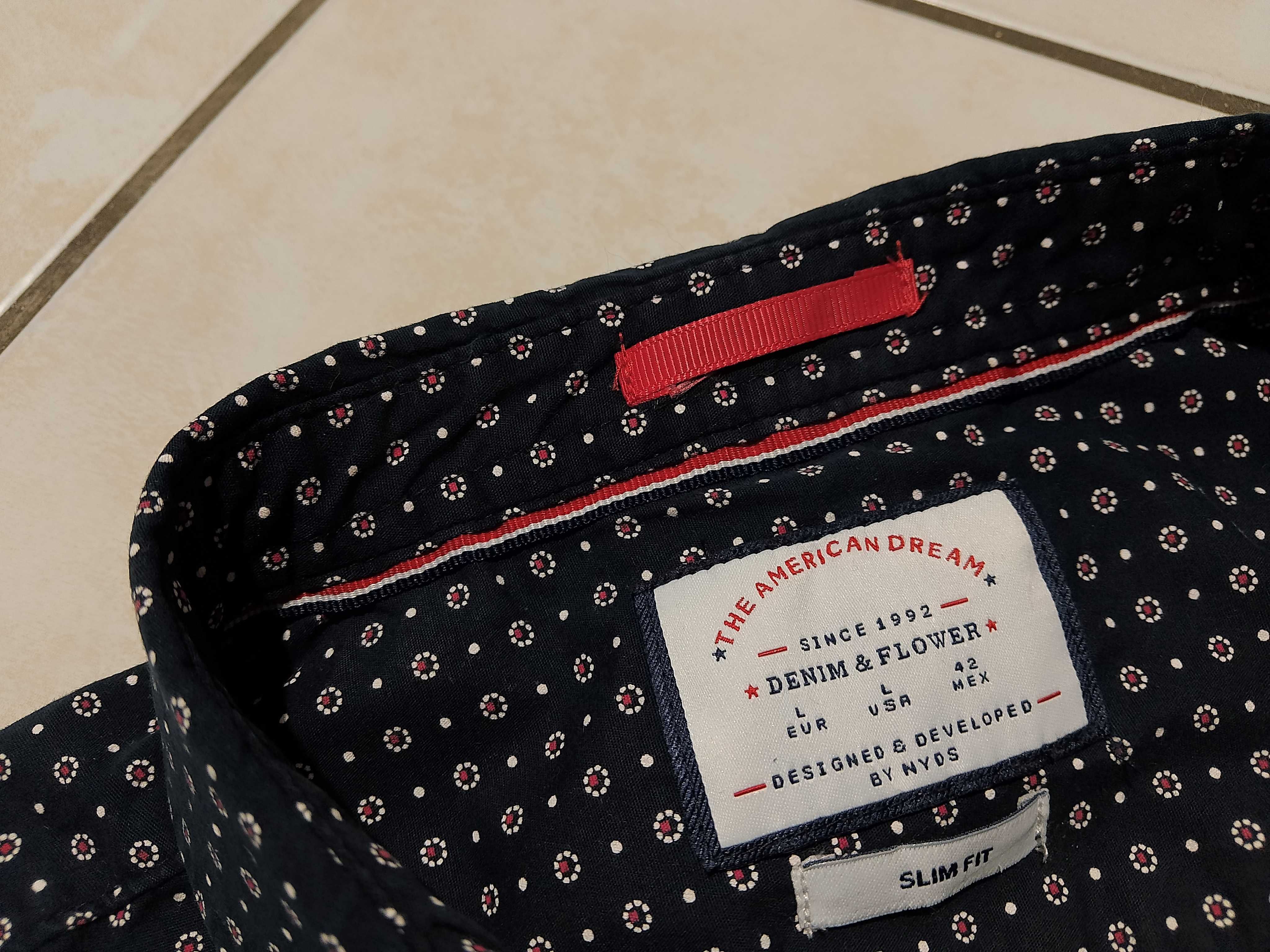 DENIM & FLOWER USA - NOWA! Koszula Męska krótki rękaw rozmiar L