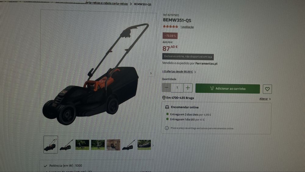 Corta-relvas Black + Decker 32 (2 meses)