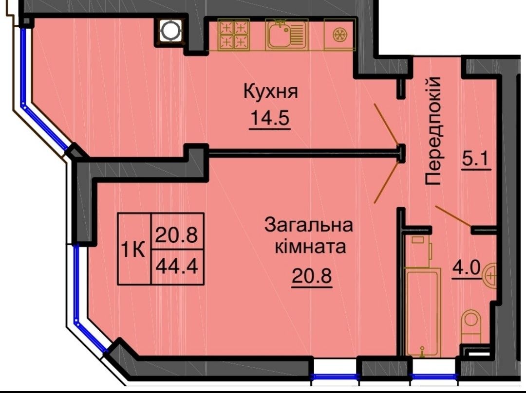 Продаж ексклюзивної однокімнатної квартири в ЖК Софія Резиденс! Без %.