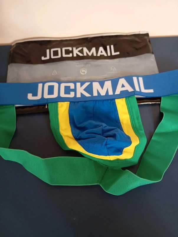 Męskie stringi z kolorowymi wstawkami jockstrap