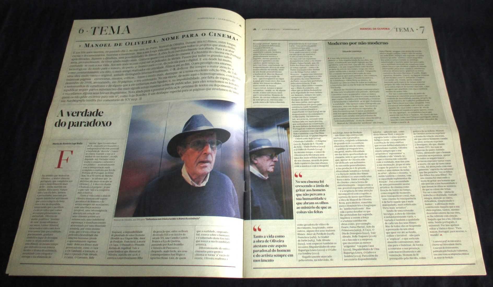 Jornal de Letras Artes e Ideias Manoel de Oliveira Um nome Cinema