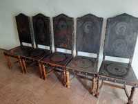 Cadeiras antigas em sucupira e couro