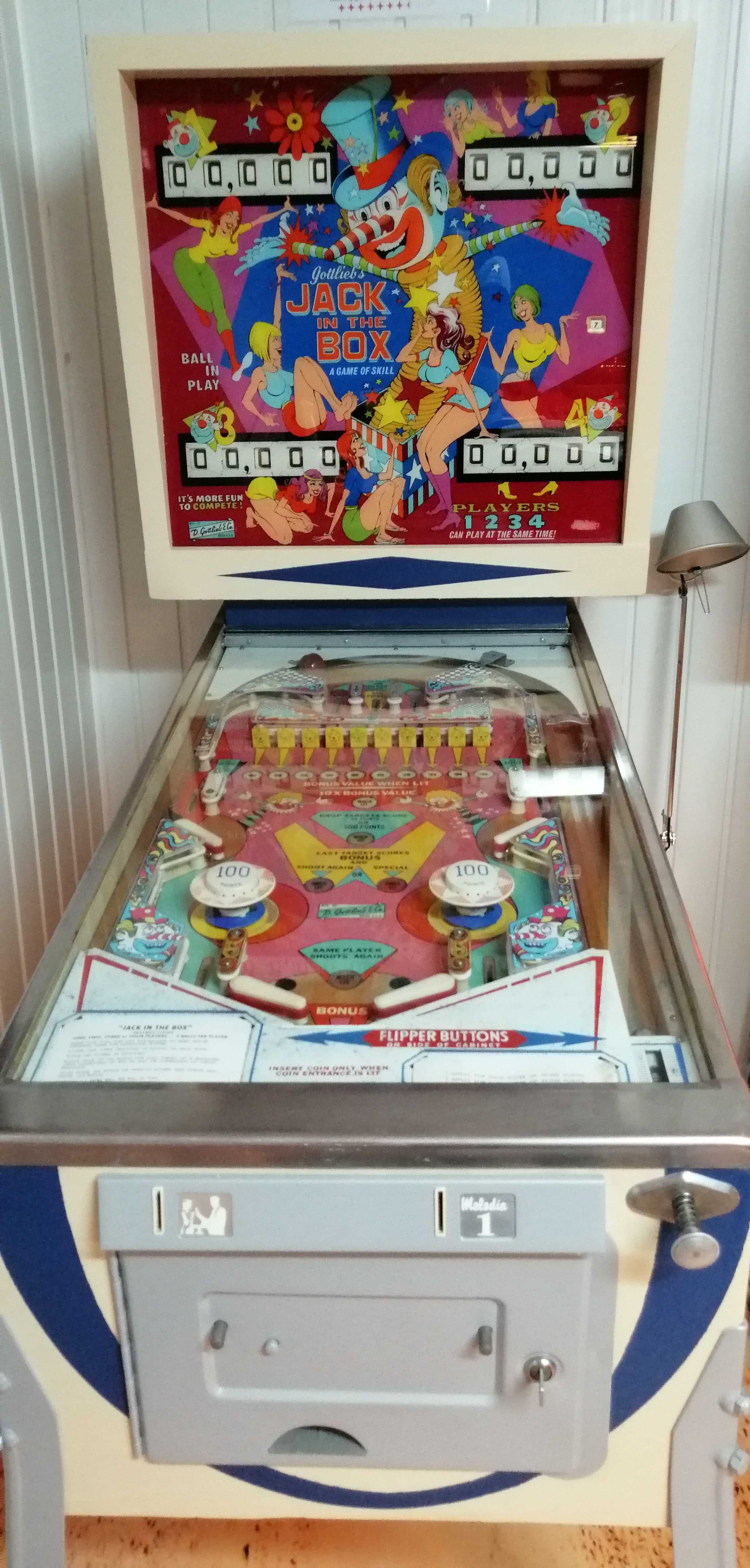 Flipper Bilard Gottlieb „Jack in the box”  – 1975 rok stan idealny