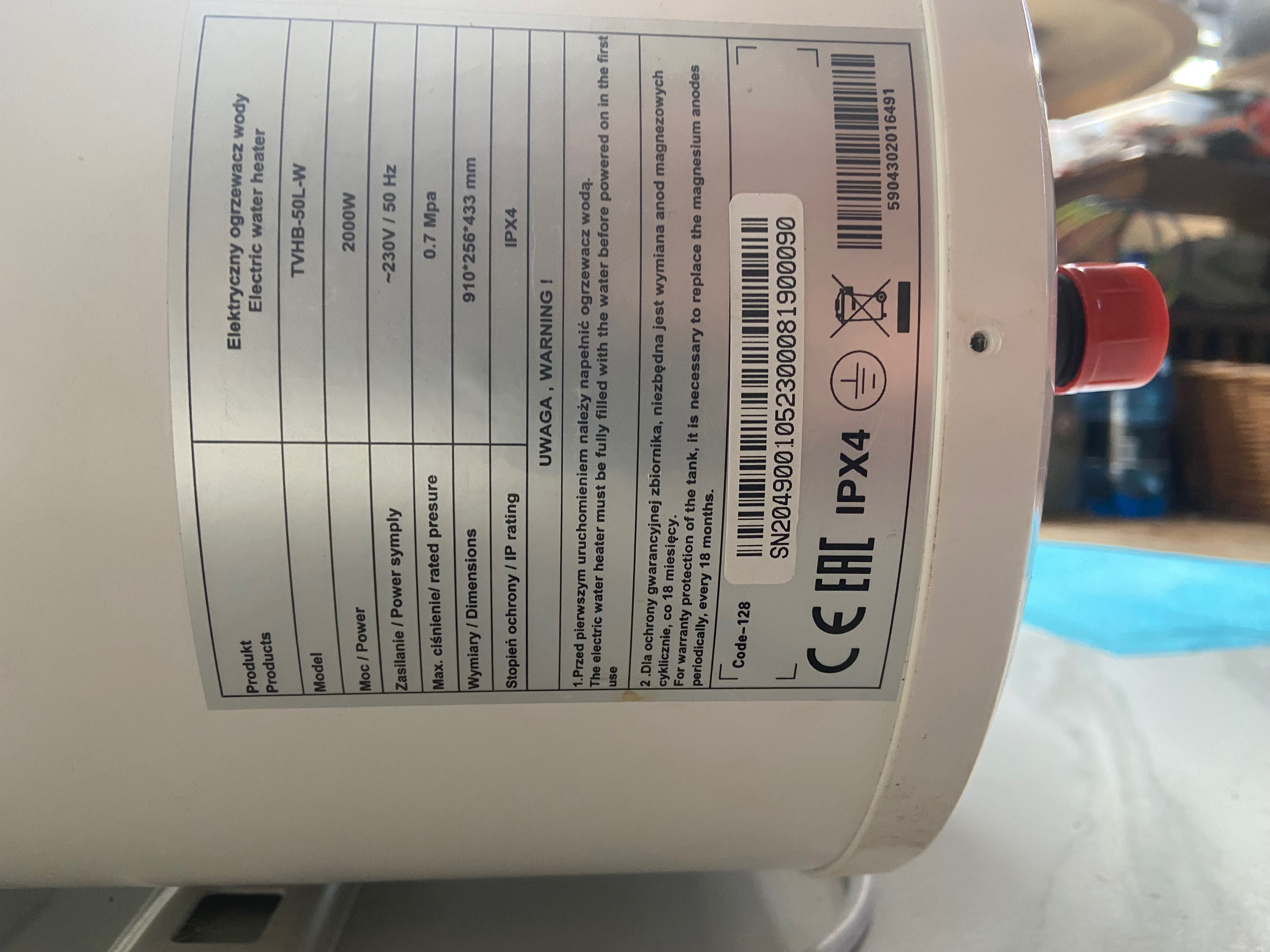THERMOVAL TVHB-50L-W - Elektryczny Podgrzewacz wody boiler 50l WiFi