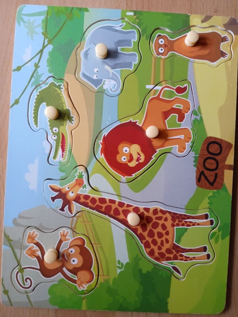 Puzzle drewniane dzikie zwierzęta zoo