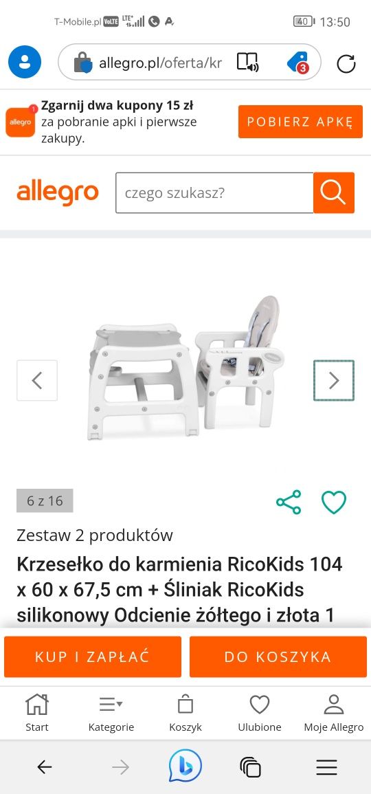 Krzesełko do karmienia Ricokids