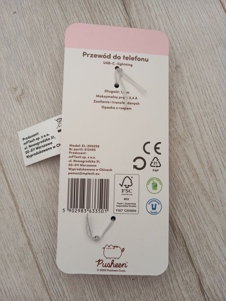 Kabel do telefonu USB-C / Lighting NiebieskiPusheen