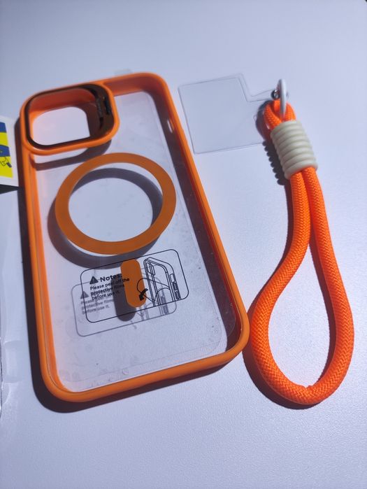Чехол бампер iPhone 12 pro max скло на камери orange підставка брелок