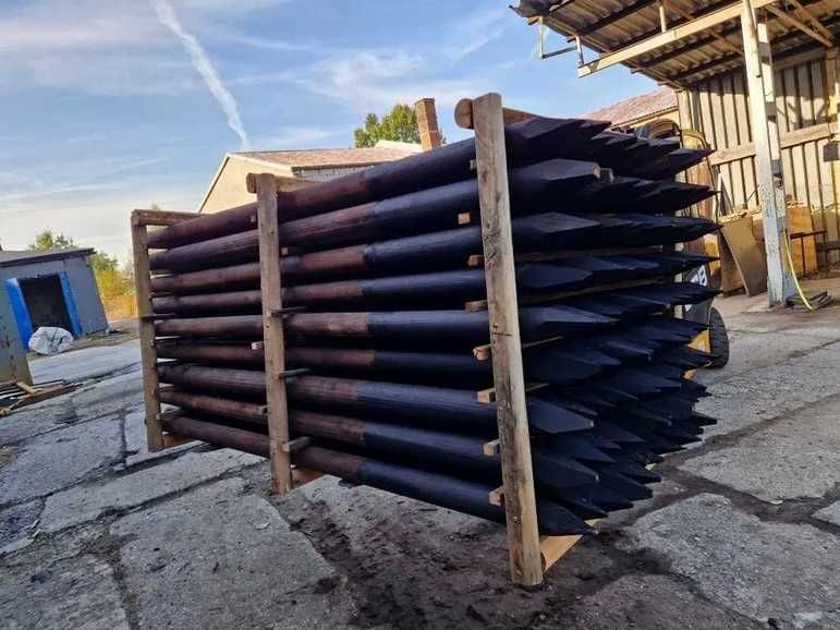 Słupki do siatki leśnej drewniane kołki 250cm  IMPREGNOWANE + Bitum