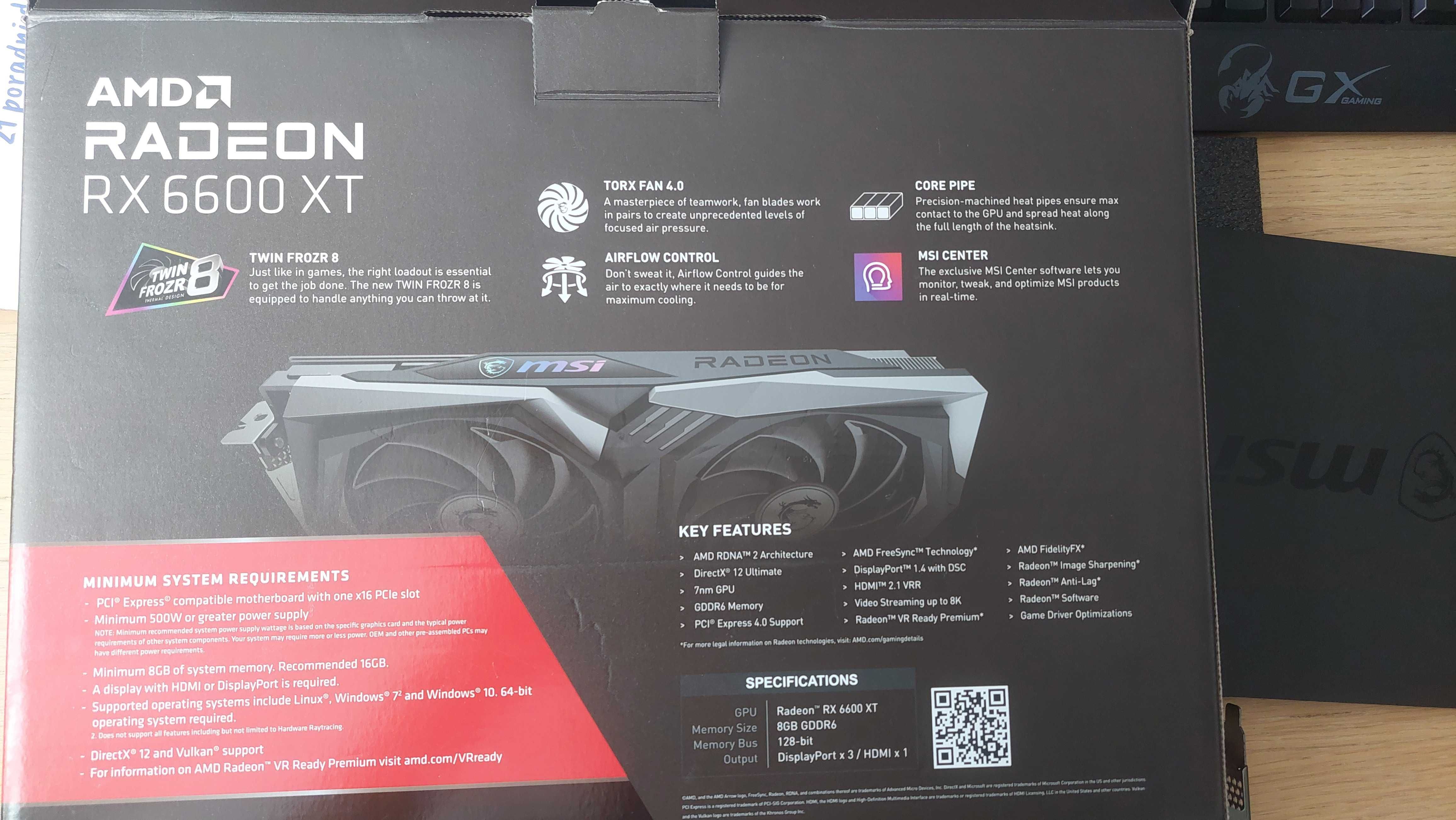 Karta graficzna MSI Radeon RX 6600 XT Gaming X 8GB GDDR6