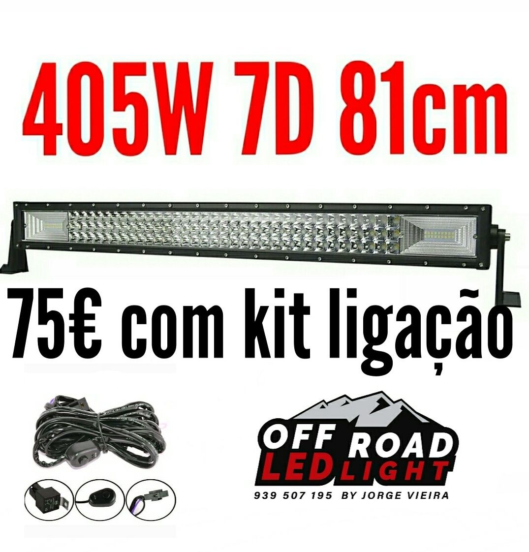 Barra led 7 D 405w + kit ligação