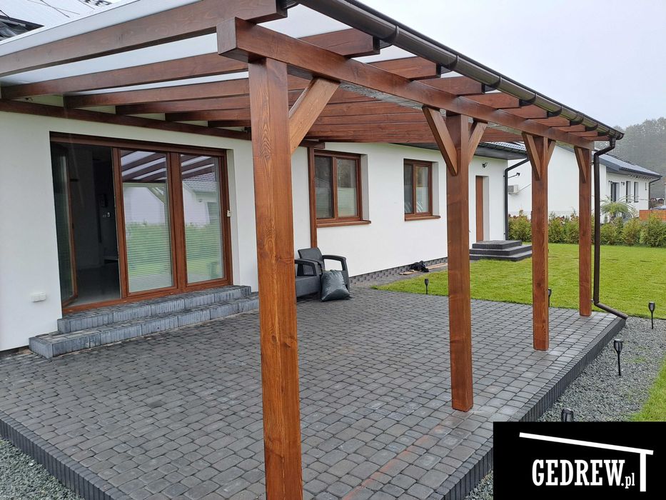 zadaszenie przyścienne nad tarasem 6x5