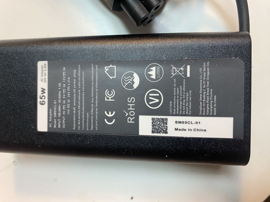 Carregador pc portátil usb c 65w novo