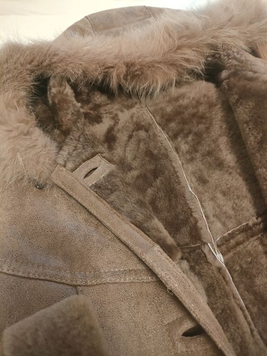 Kożuch damski z kapturem, rozmiar L