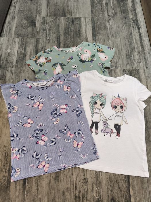 Дитячі футболки від H&M для дівчинки на 6-7 років