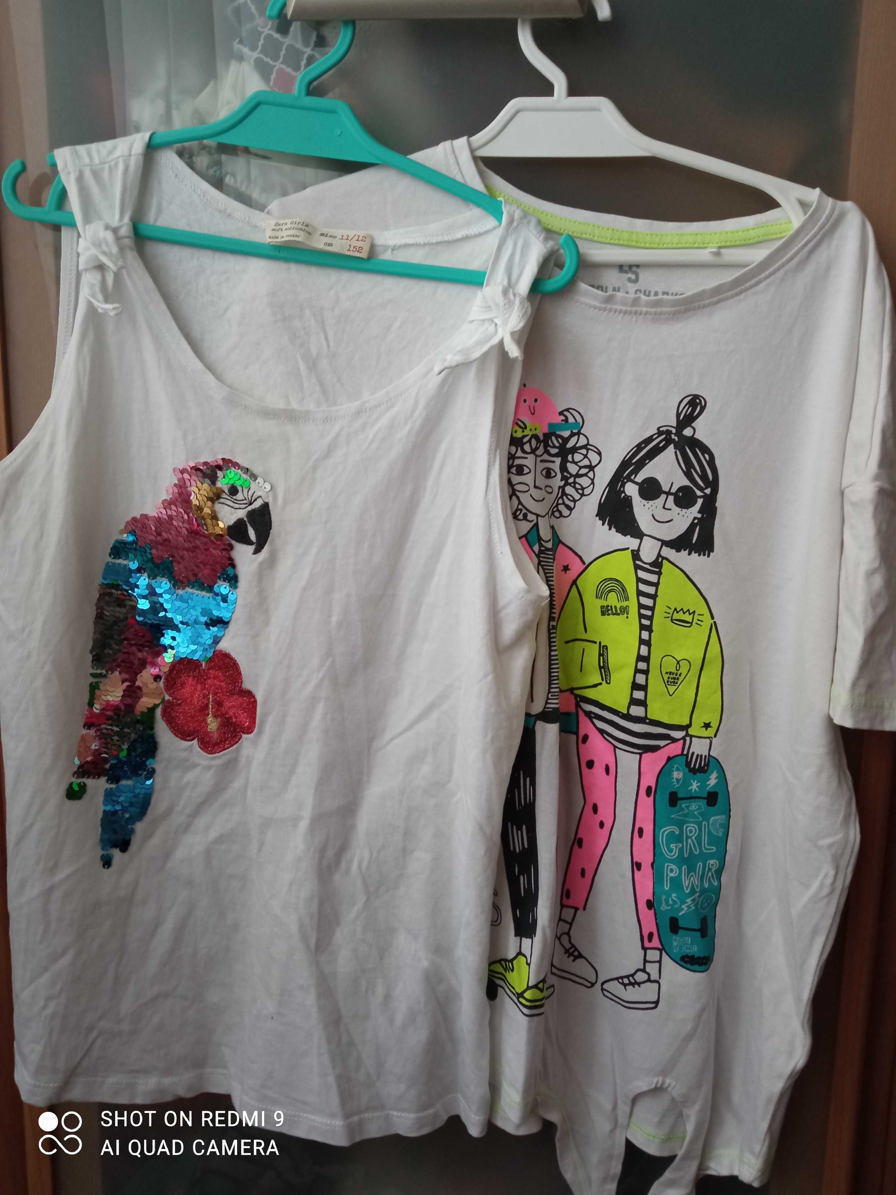 2 t-shirty bluzki ZARA 5.10.15 dla dziewczynki 152