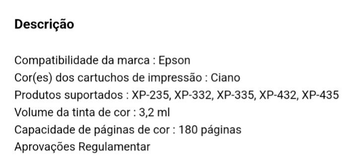 Tinteiro Epson Cyan
