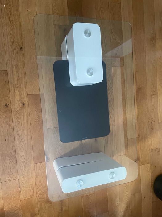 stolik szklany czarno-biały