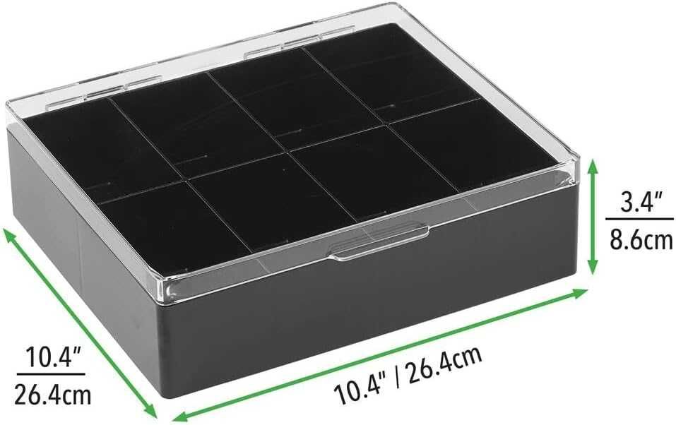 Organizer Pudełko do przechowywania z 8 przegródkami Czarne - mDesign