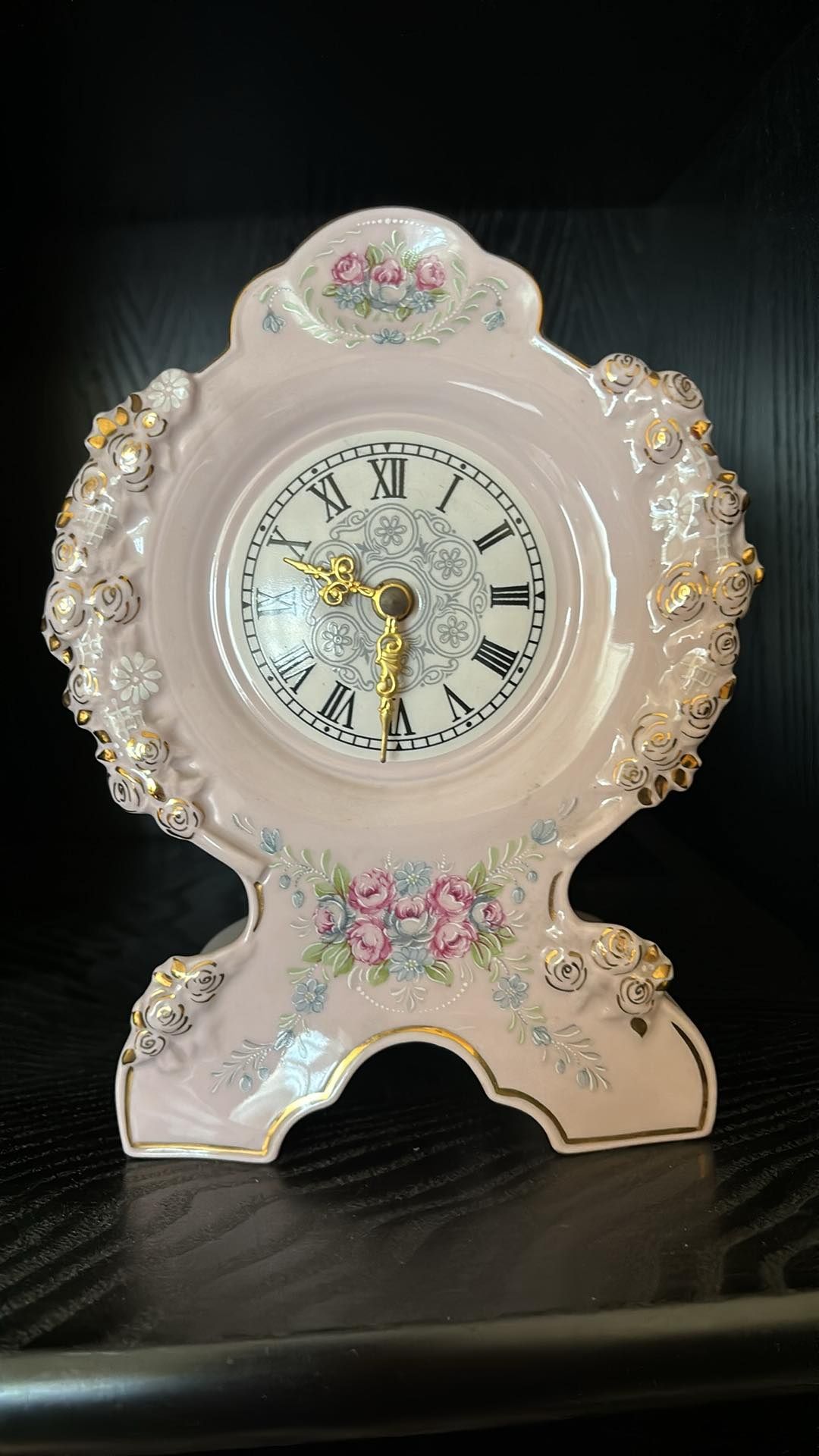 Porcelanowy zegar czeski. Ręcznie malowany antyk